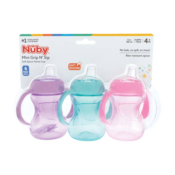 Nuby - Wholesale Drinking Glass/Cup - Nuby 3 Pack 6oz Mini No Spill Easy Grip Trainer Cups