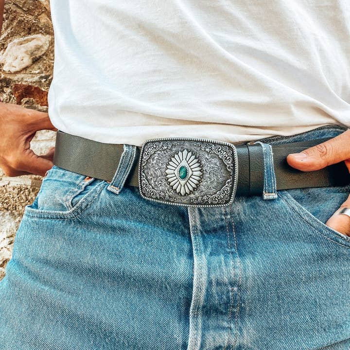 Christina Christi - Vente Ceinture – homme - Ceinture à boucle ethnique pour hommes, ceinture faite à la main, ceinture en cuir, pour hommes 3