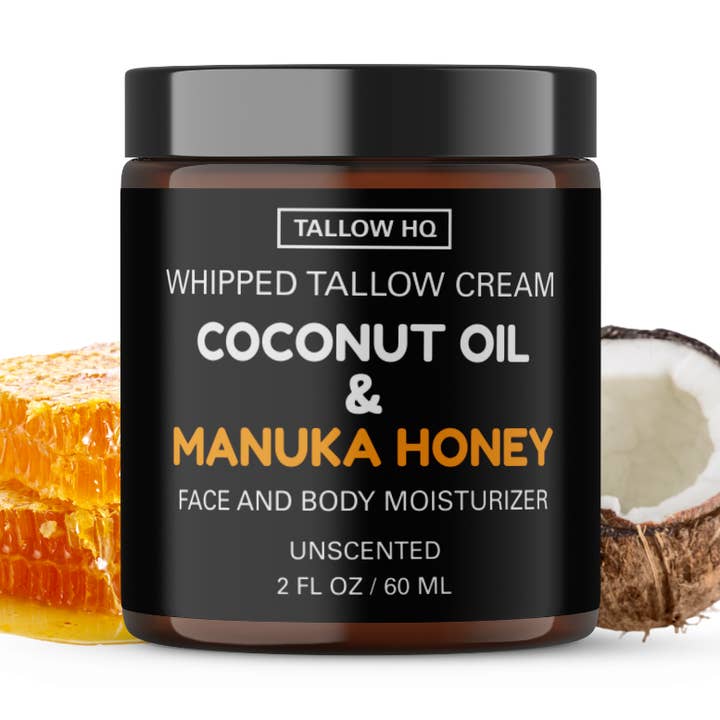 Tallow Cream with Coconut Oil & Manuka Honey, Whipped-2oz for wholesale by TALLOW HQ