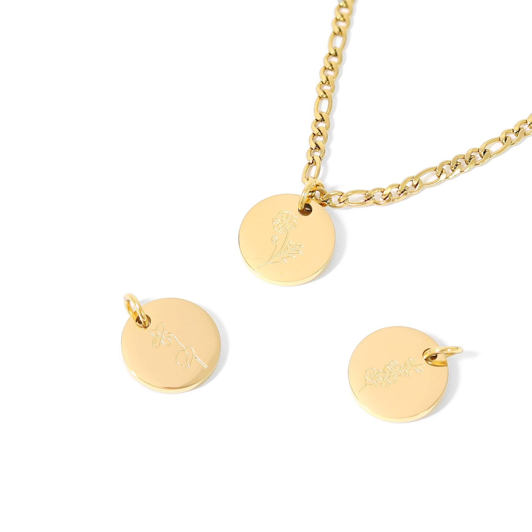 WJW - Wholesale Individual Charm/Pendant - 18K Gold PVD Stainless Steel Birth Flower Charm4