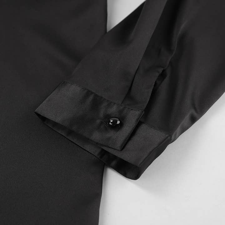 Marayn - Wholesale Blouse – Women’s - Satin Black Blouse Chic Effortless Fall Style9