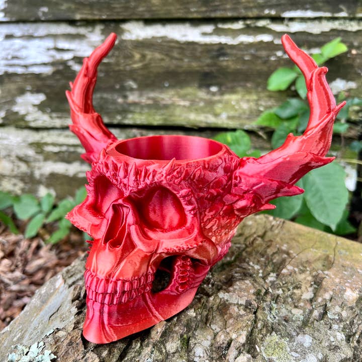 NumanPrints - Wholesale Plant Pot - Demonic Horned Devil Skull Planter 3D Printed Novelty