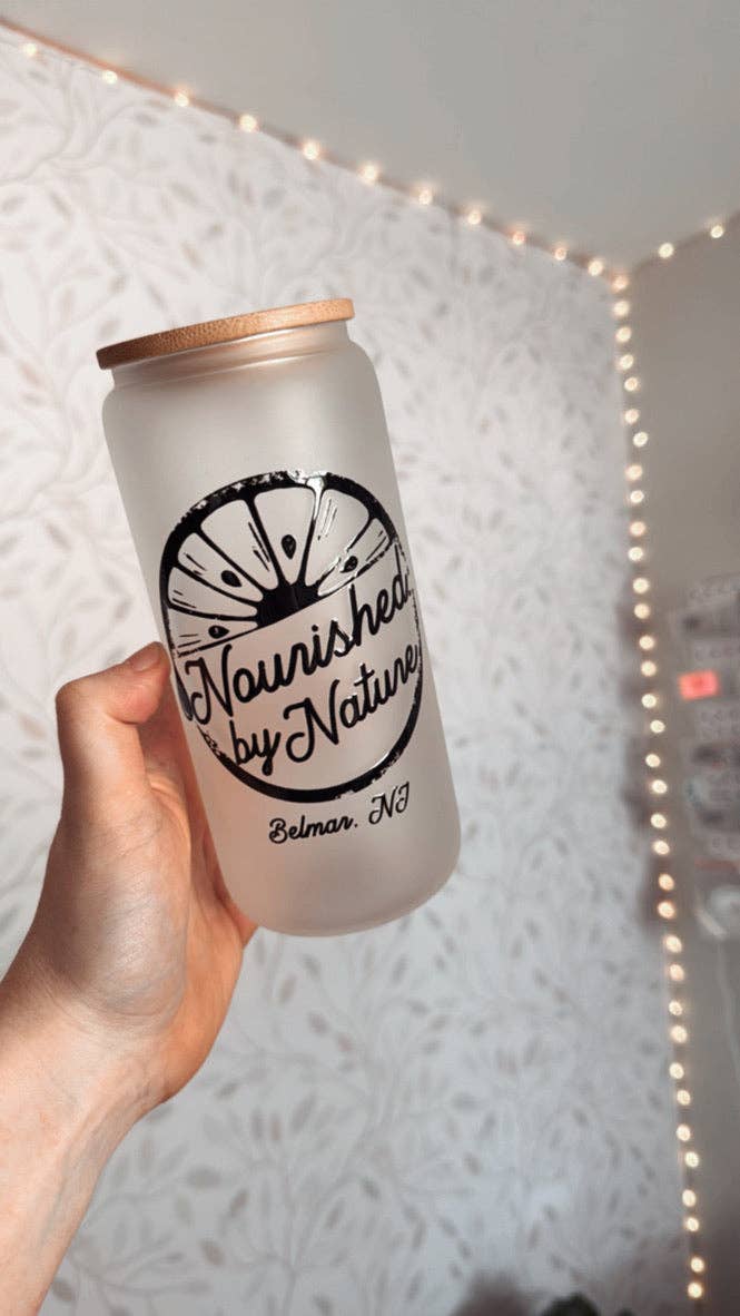 SKS Design Studio - Wholesale Drinking Glass/Cup - CUSTOM LOGO | UVDTF | 20 oz Libbey Can Glass with Bamboo Lid & Straw2