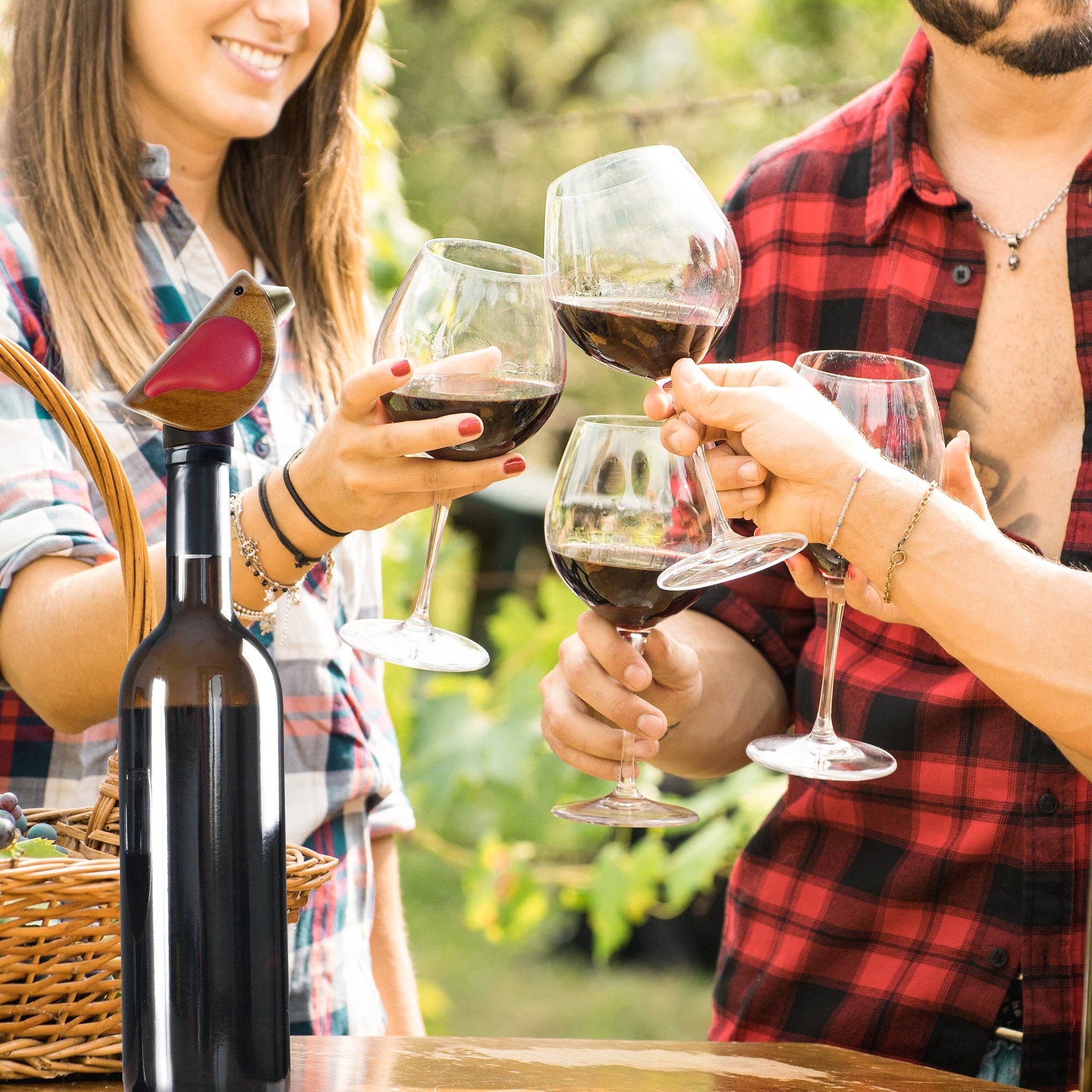 Totally Bamboo – Rolha de vinho por atacado – Songbird Specialties® "Cantor" Vertedor de Garrafa de Vinho, Vermelho4