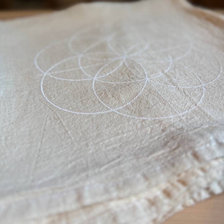 Crystal Grids - Wholesale Meditation Supplies - Seed of Life white ink, Crystal Grid Cloth, Alter Cloth10