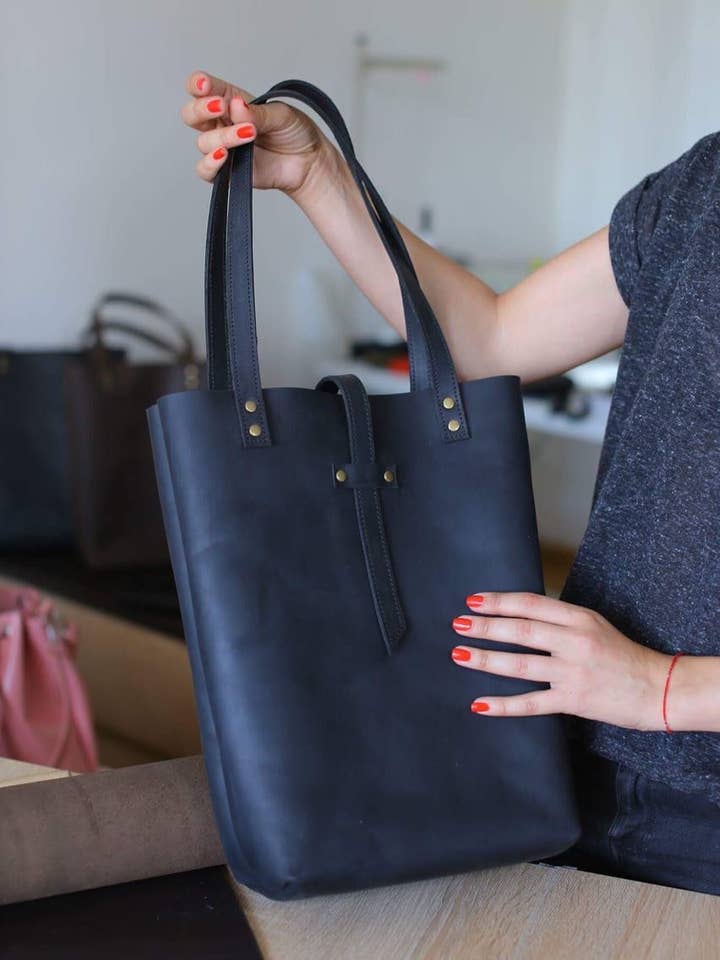 Grande borsa Shopper in pelle nera per donna per la vendita all'ingrosso da parte di Bagster