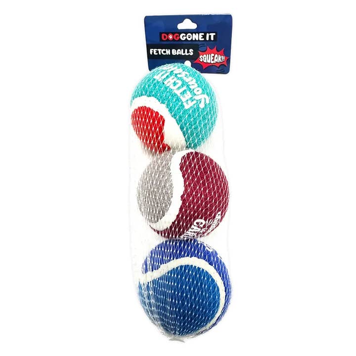 Novelty Closeout - Wholesale Pet Fetch Ball - Dog - Dog Squeaking Fetch Ball 3 Pieces Assortment - 2/Pack