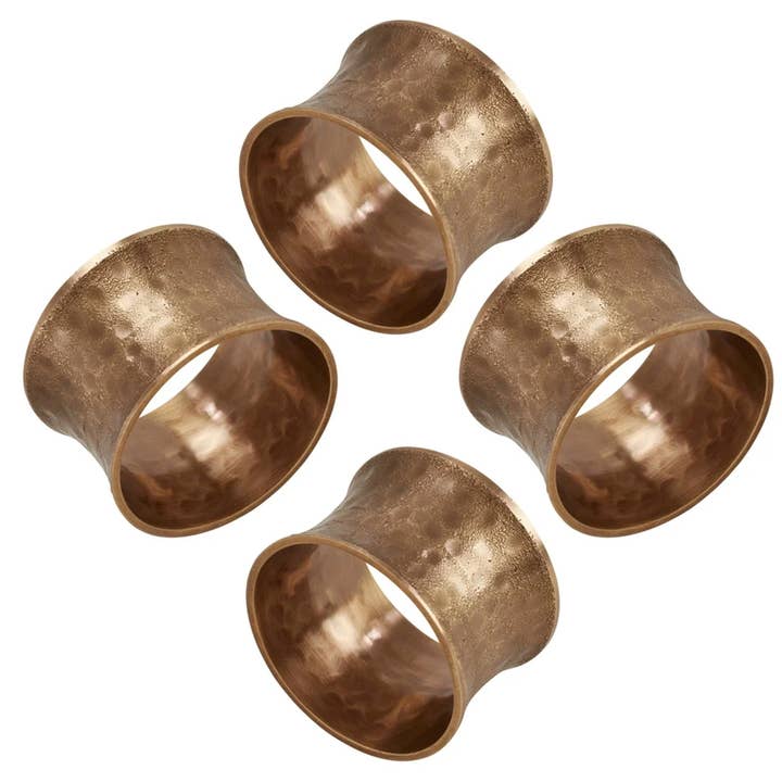 Fennco Styles - Wholesale Napkin Ring - Dark Gold Brass Hammered Napkin Ring2