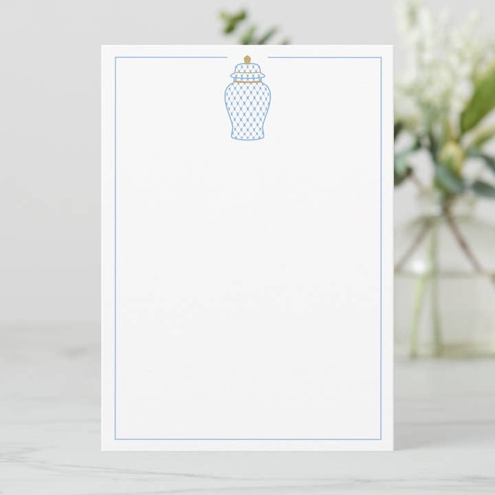 Ensemble de papeterie Chic Ginger Jar, Cartes élégantes Chinoiserie pour la vente par Design Carolinas