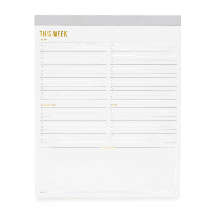 Weekly Pad, Large, Grey for wholesale by Sugar Paper