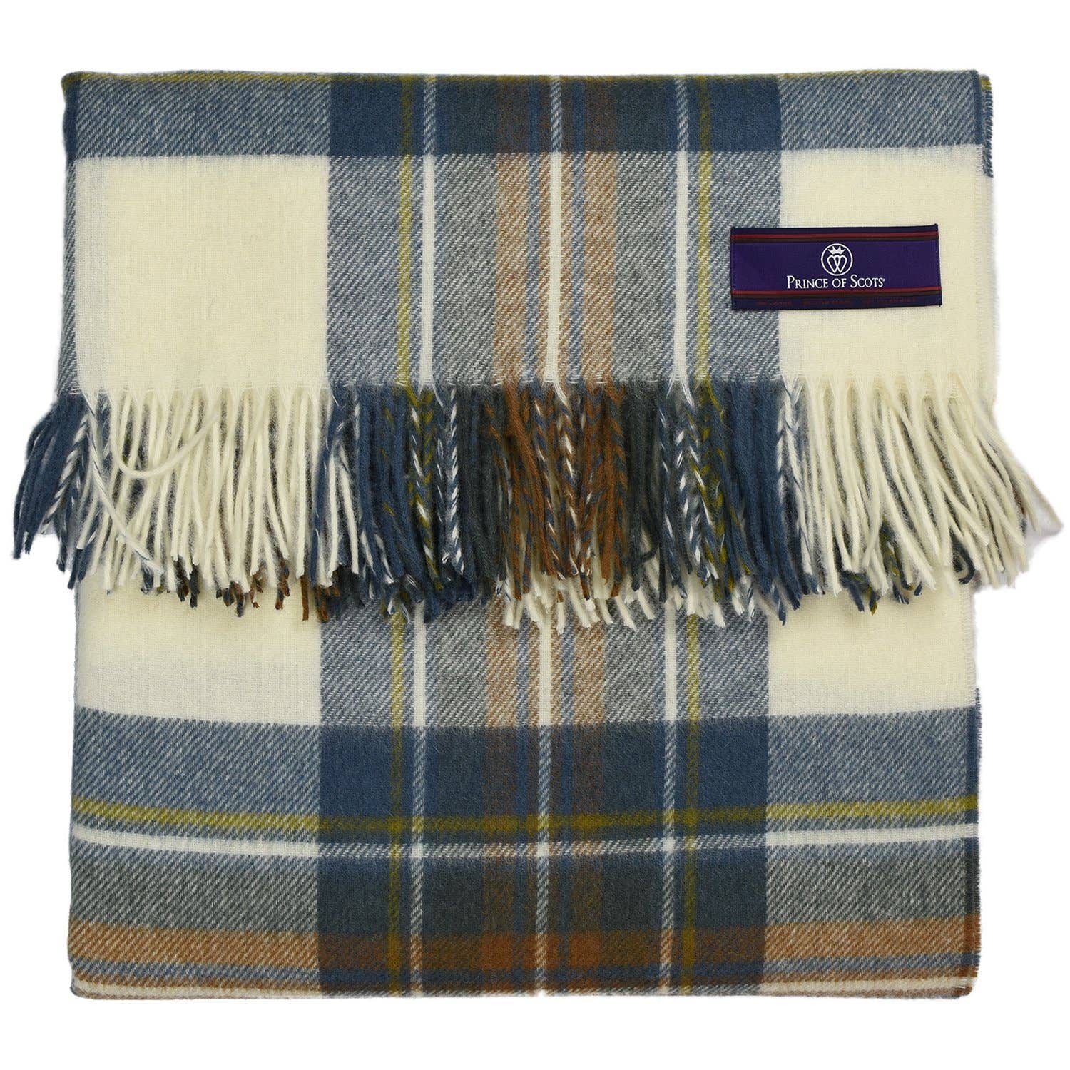 Prince of Scots - Wholesale Throw Blanket - Highland Tartan Tweed Merino Wool Throw - Muted Blue Stewart2