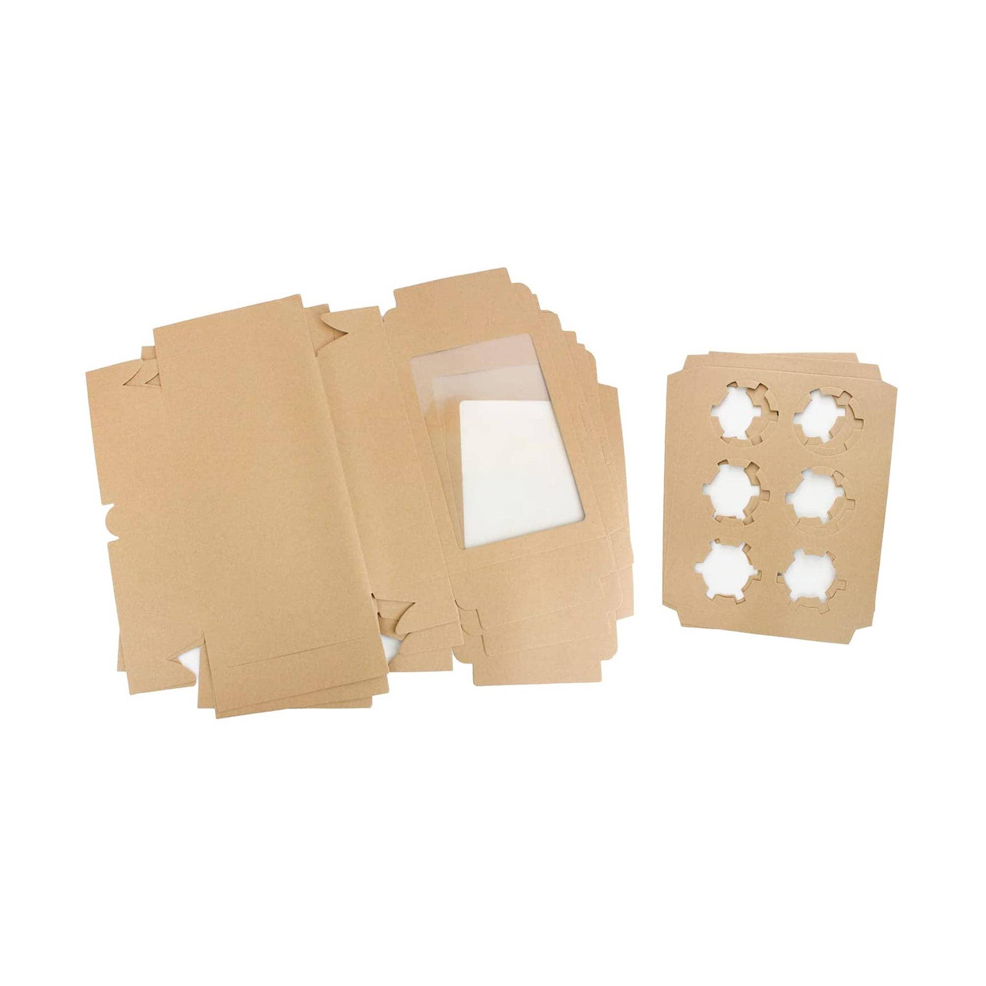 Emartbuy - Wholesale Gift Box - Kraft Cupcake Box with Viewing Window Pack of 12 (Holds 6 Cupcakes)5