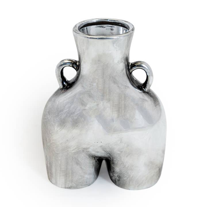 Vaso da bottino «Love Handles», medio, in argento antico per la vendita all'ingrosso da parte di McGowan & Rutherford Ltd