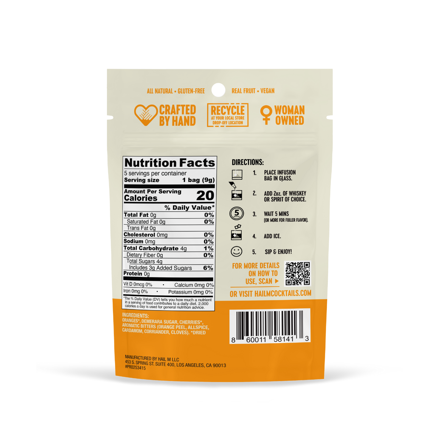 Hail M - Wholesale Cocktail Mix/Syrup - Old Fashioned Cocktail Infusion Tea Bag - To Go Travel Mixer1