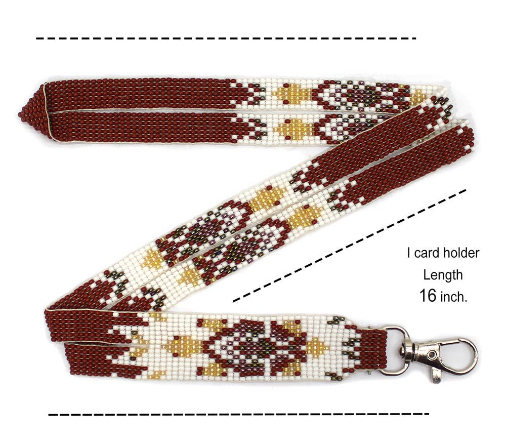 BEADS CORNER - Wholesale Lanyard - Unisex - Handmade beaded Turtle design Brown White Lanyard1