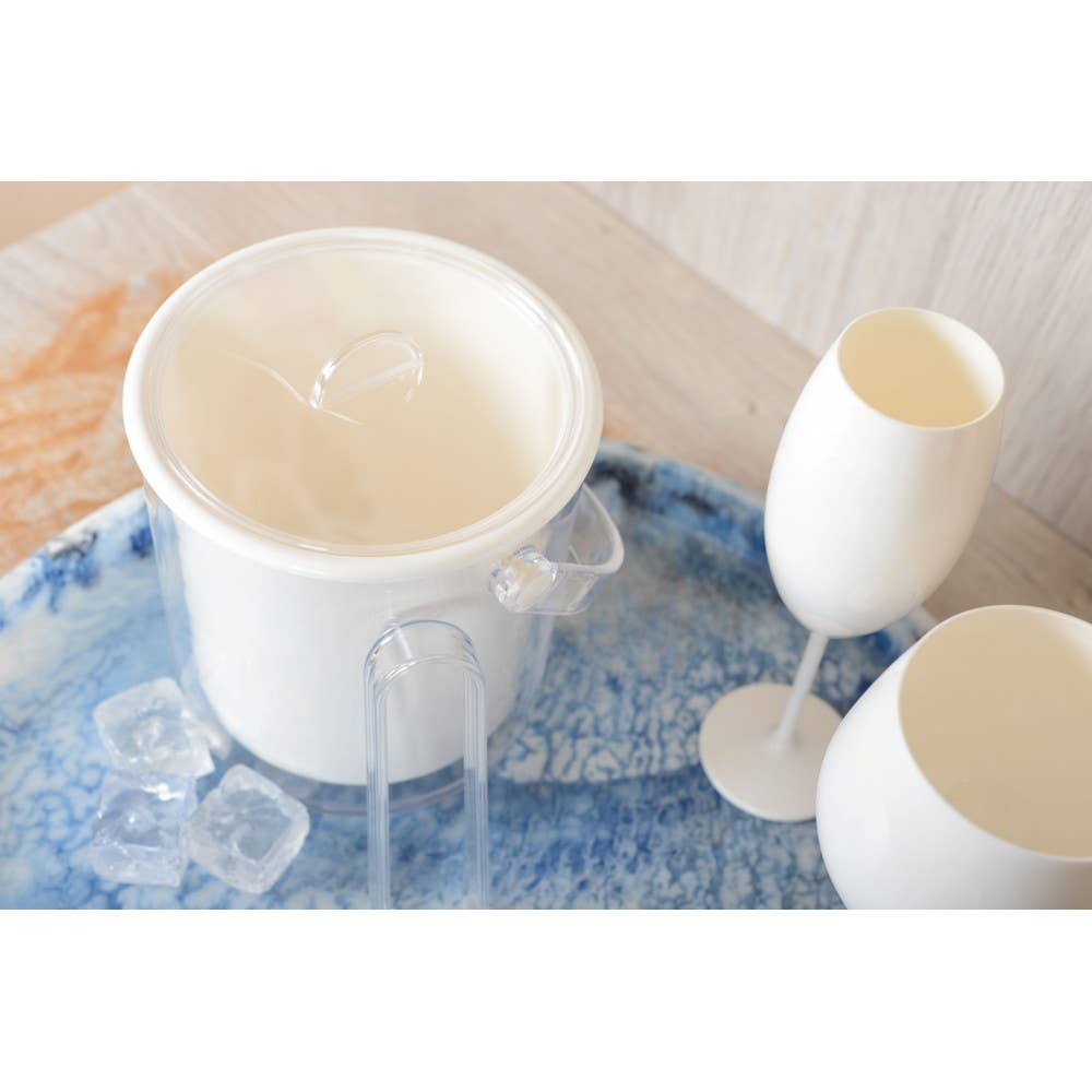 AULICA – Balde de bebidas por atacado – Balde de gelo acrílico branco com pegador3
