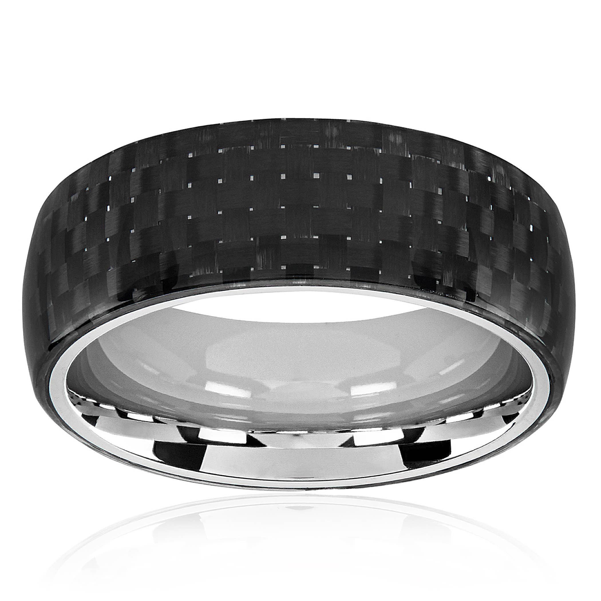West Coast Jewelry - Wholesale Band/Stacked Ring - Carbon Overlay Glossy Domed Ring2