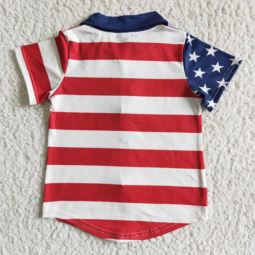 Aier Wholesale - Wholesale Button Down Shirt - Kids - Baby Boys 4th of july star stripe shirts1