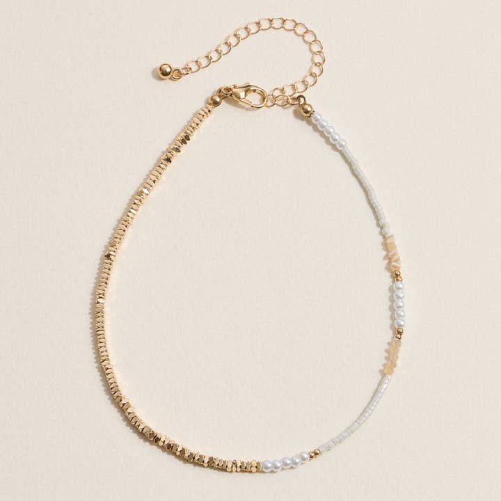 Frem - Wholesale Anklet - Beaded Anklet with Pearls and Gold Accents4