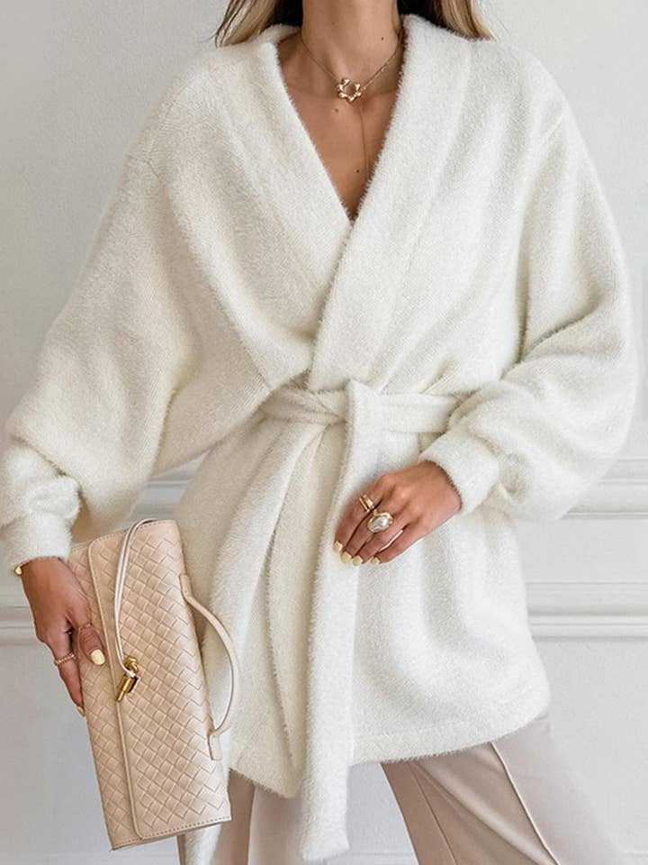 Bältad omlottjacka med avslappnade ärmar för wholesale av Mccolin