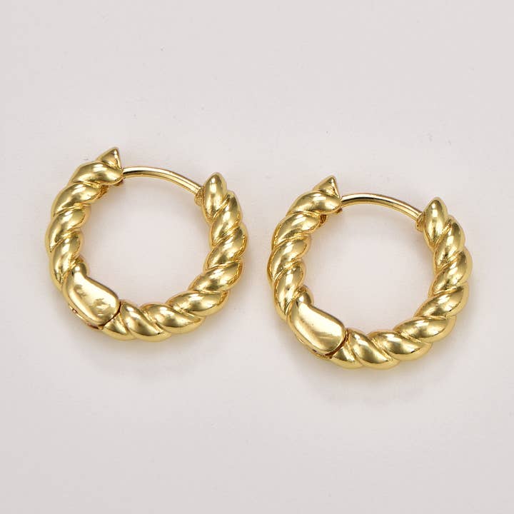 1 pair Gold Filled Twisted Rope Huggie Hoop Earrings, ER206 for wholesale by Beads Creation