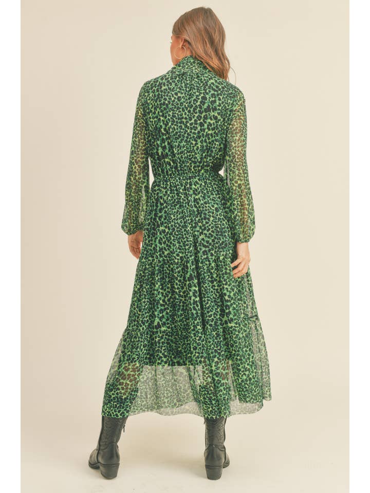 If She Loves - Wholesale Dress - Women's - ISD1241 Animal Print Mesh Dress Green