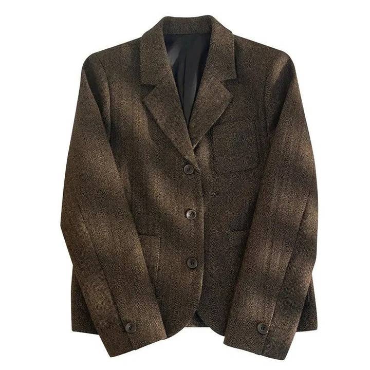 Men's Herringbone Wool Blazer - Classic Style For Every Occasion for wholesale by Plush Looks