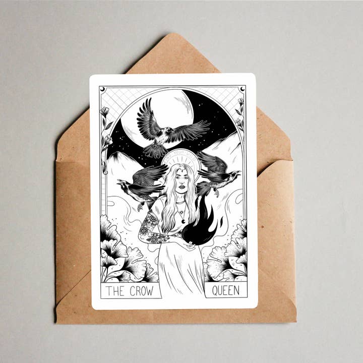 Postkarte - Krähenkönigin für den Großhandel von Cerise la Castagne