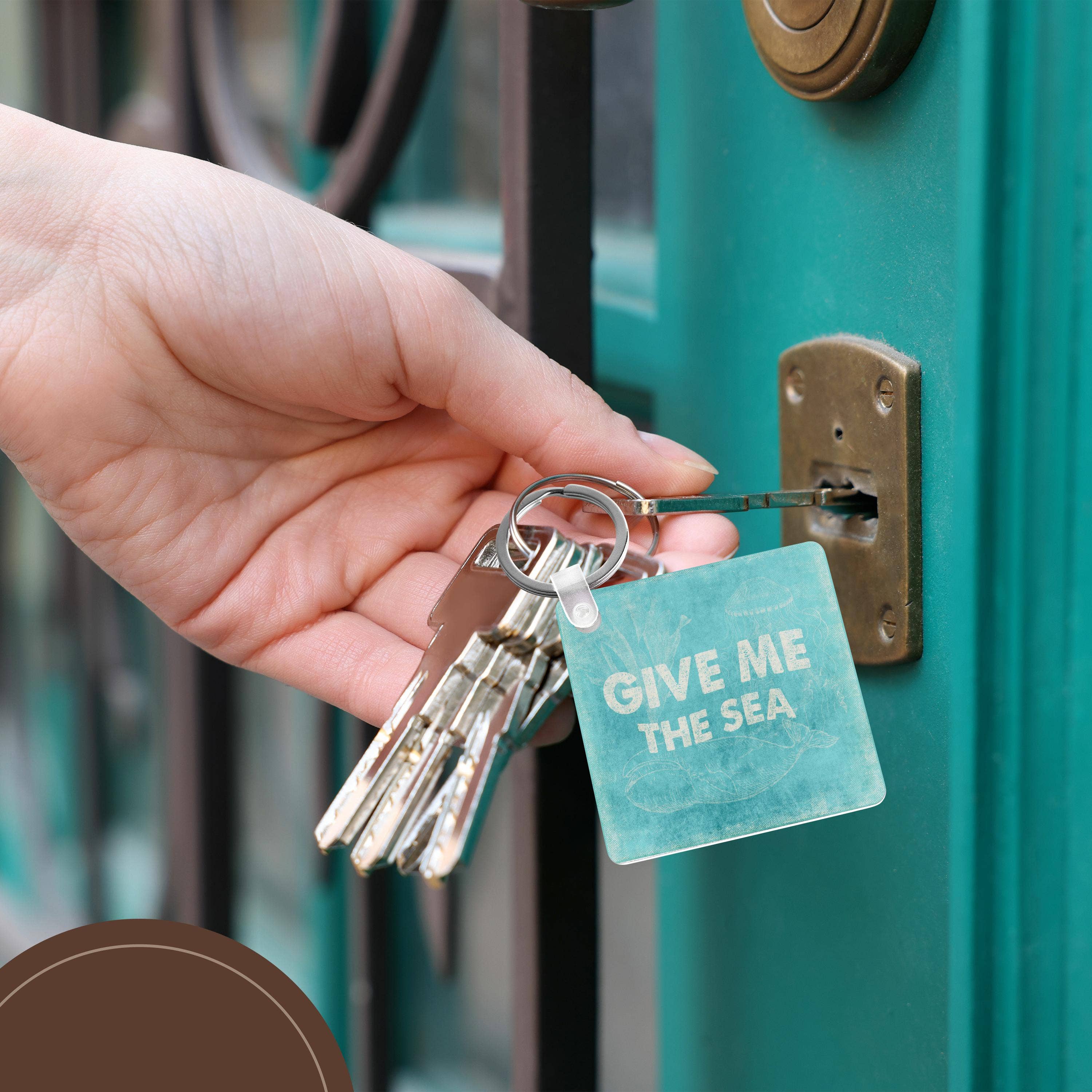 3dRose – Großhandel Schlüsselanhänger – Unisex – 3dRose, Gib mir das Meer - Maritimes Ozeanzitat in Aqua, Schlüsselanhänger5