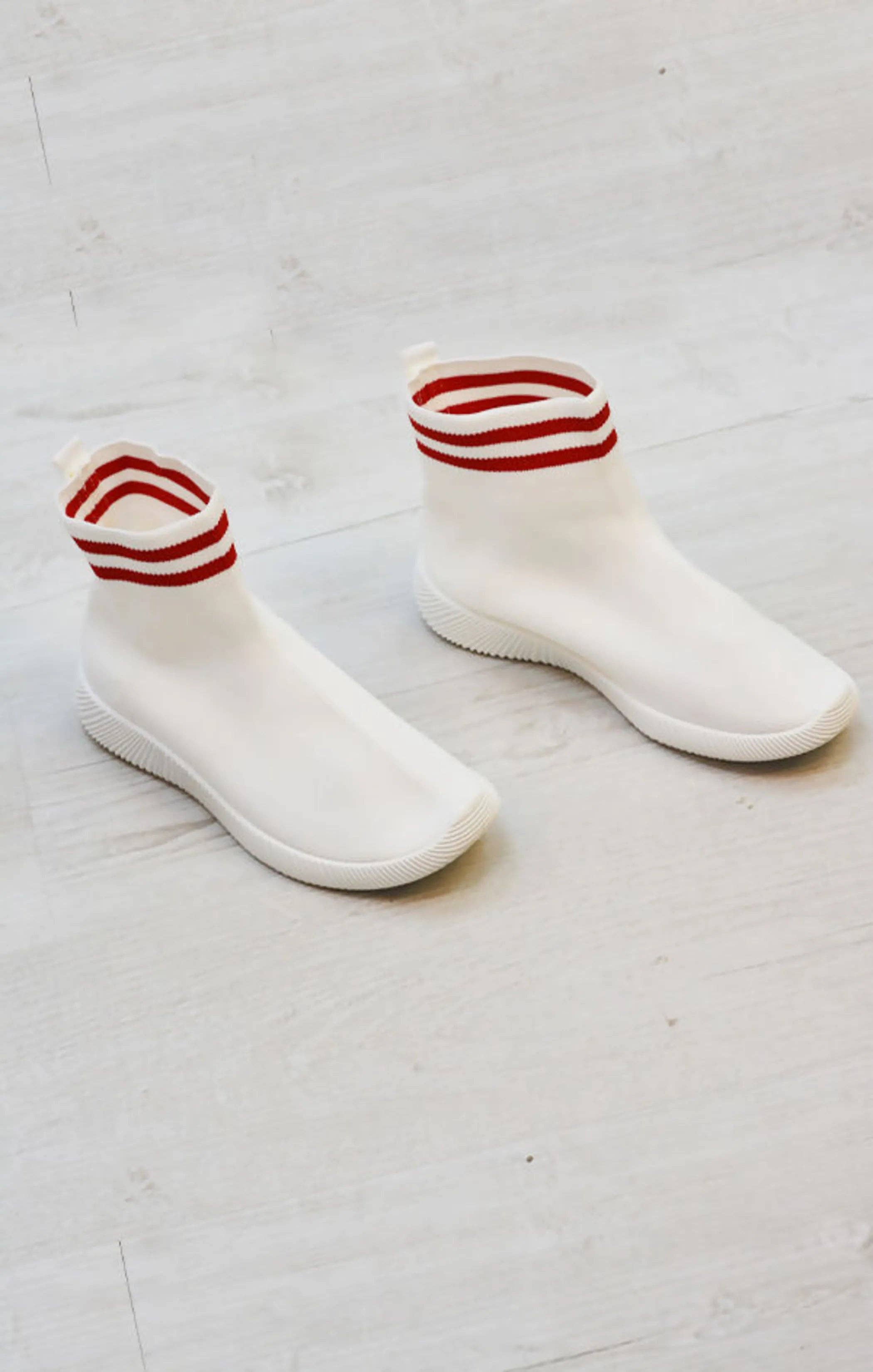White Chunky Sole High Runner Sock Trainers - Vera for wholesale on Faire3