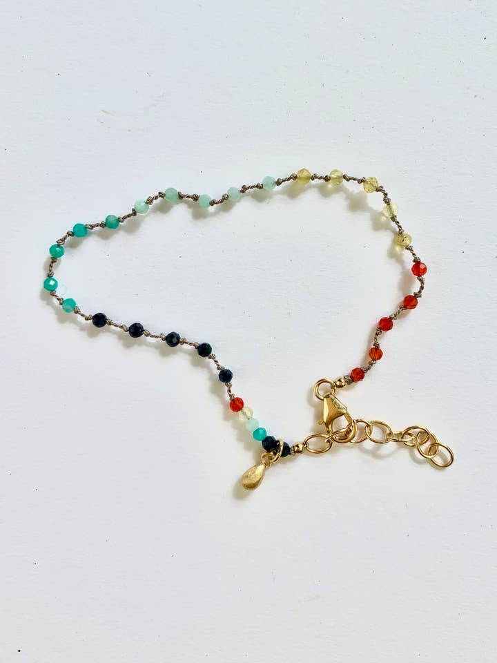 Rainbow Bracelet ~ Carnelian, Yellow Opal, Chrysophrase, Ama for wholesale by Honey5Kauai