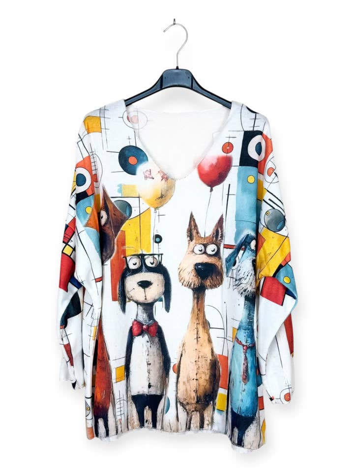 AH 81261-28 - Maglione Collo a V con Motivi per la vendita all'ingrosso da parte di Lucky Nana