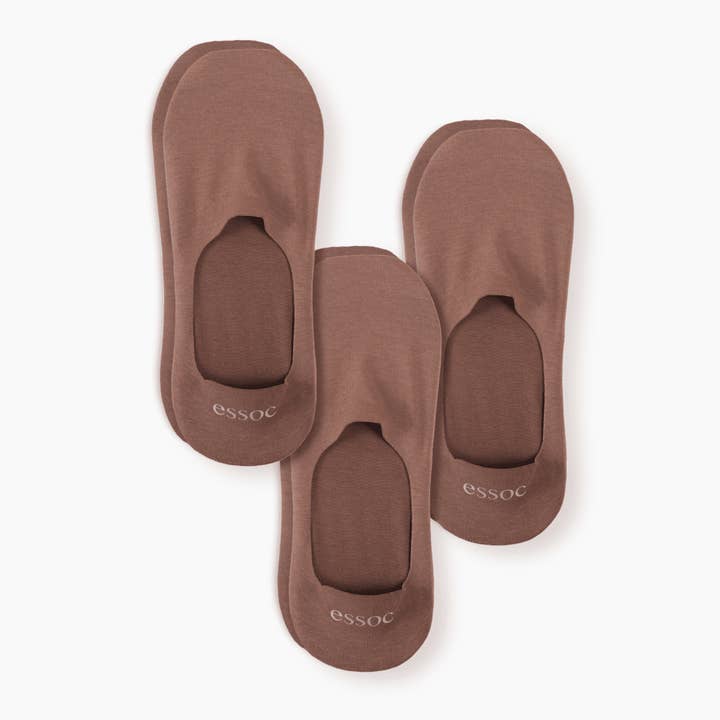 Unisex Cotton No Show Socks 3-Pack | Toffee Tan for wholesale by essoc