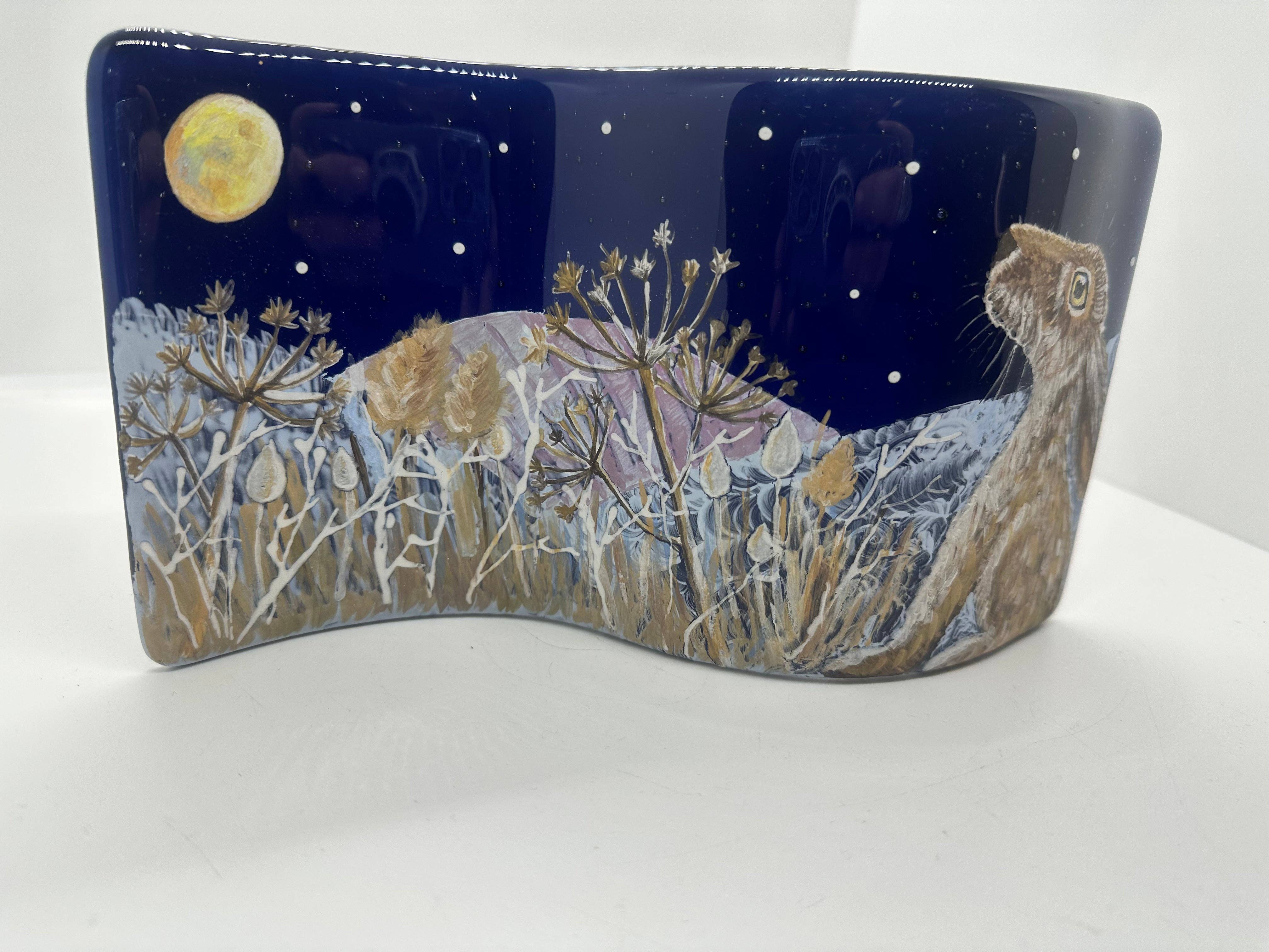 Ally Glass Studio – wholesale Decorative tabletop object – Moon Hare Midnight Meadow6
