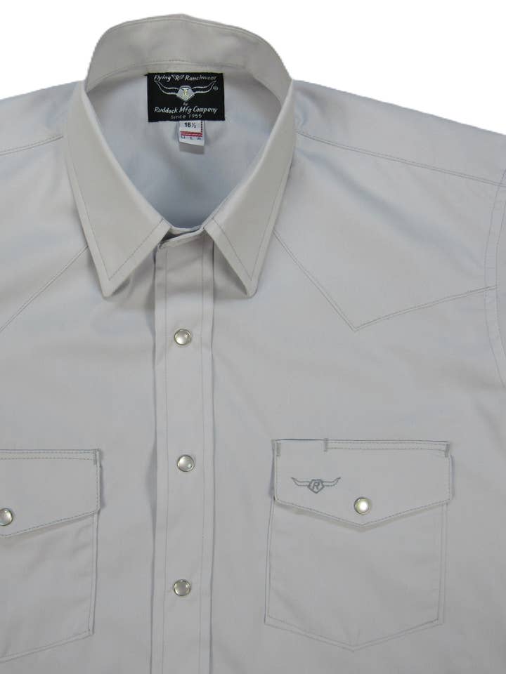 Flying R Ranchwear - Brisa Solids - Pale Gray - Short Sleeve for wholesale by Ruddock Shirts
