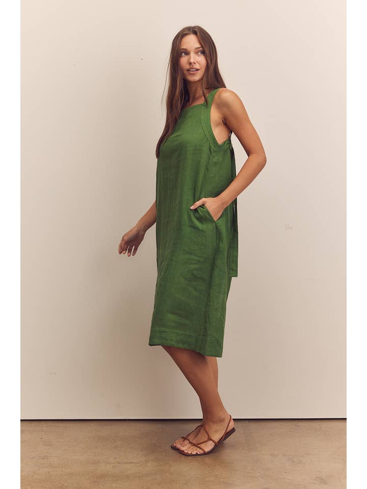 Green Back tied strap dress for wholesale on Faire