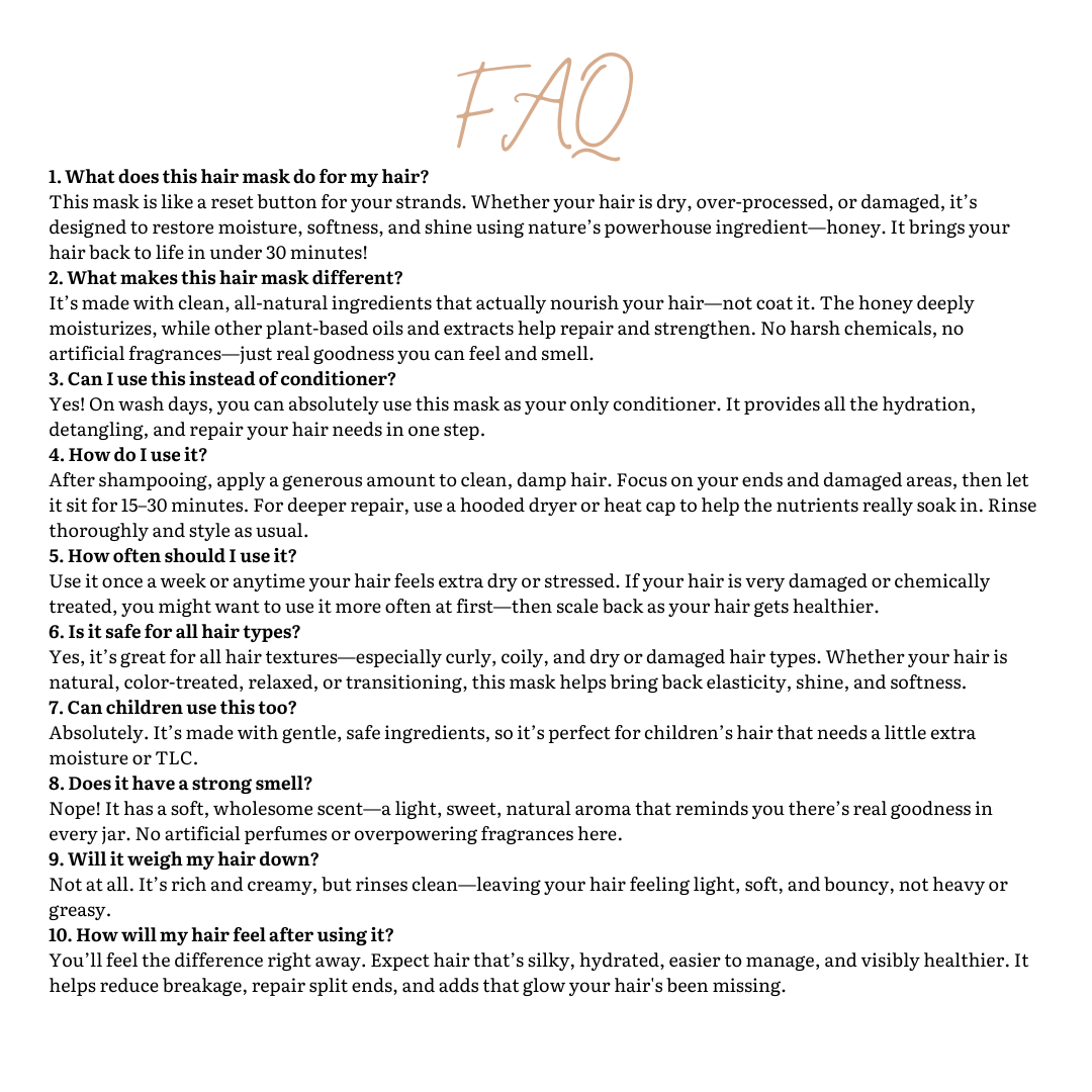 Mia Lynn Naturals - Wholesale Hair Mask - Deep Conditioning Hair Mask, strengthens strands7