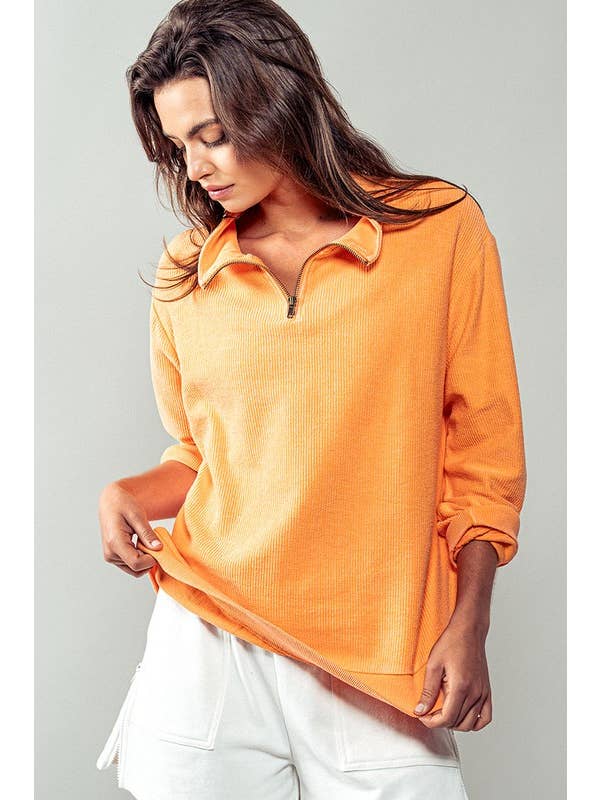 Urban Daizy - Wholesale Sweatshirt - Women's - Vintage Washed Quarter Zip Ribbed Sweatshirt17