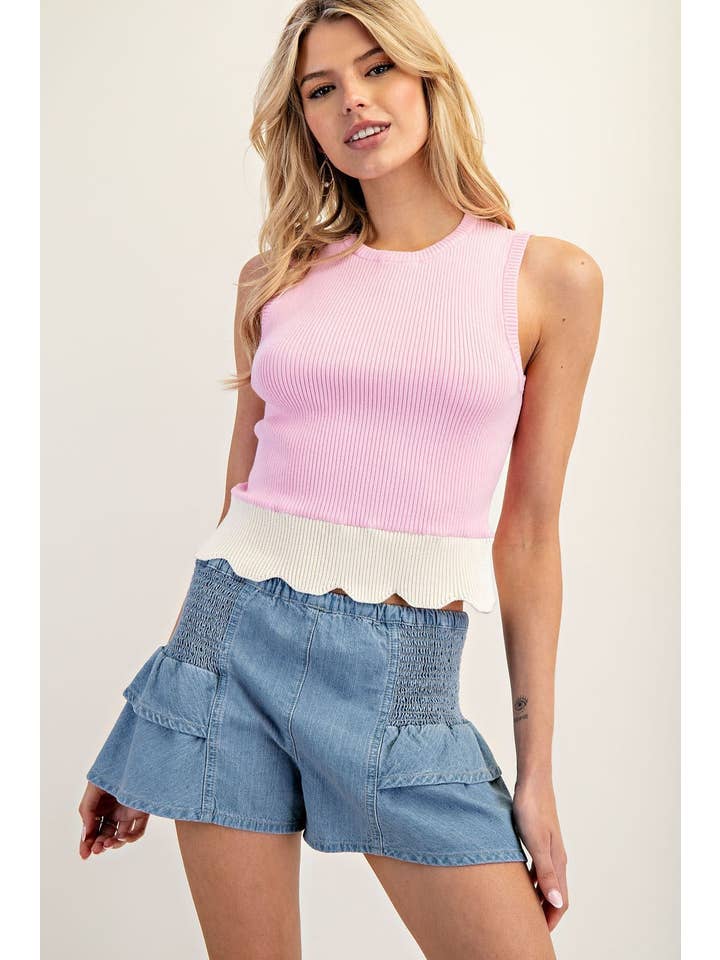 Peace Love Line - Wholesale Knit Top - Women's - PL6729 - RIBBED KNIT SWEATER TANK TOP