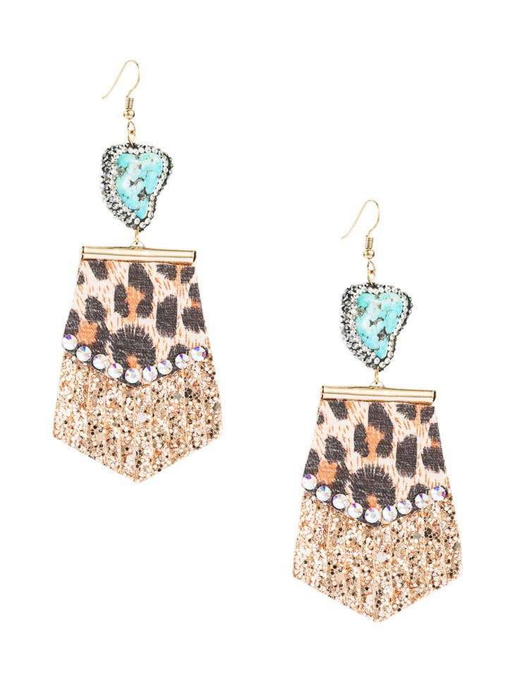 Luipaardleren Kwastoorbellen E3815 voor wholesale door Ole