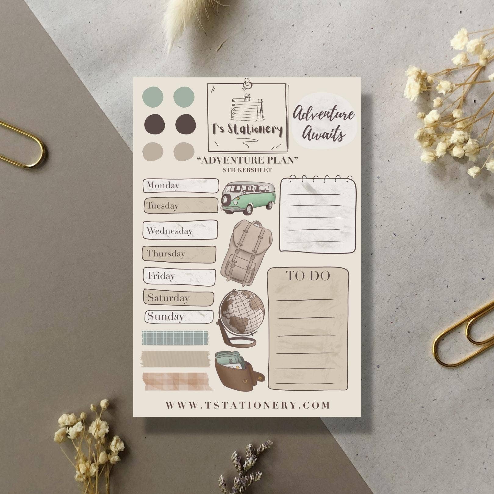 T's Stationery - Wholesale Sticker - "Adventure Plan" Sticker Sheet0
