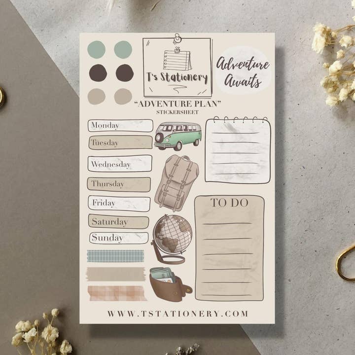 T's Stationery - Wholesale Sticker - "Adventure Plan" Sticker Sheet0