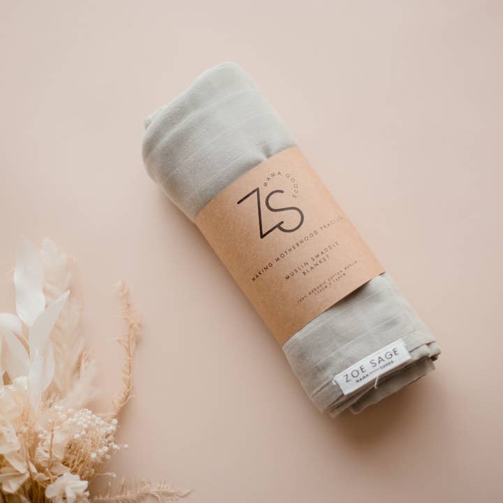 Zoe Sage – wholesale Swaddle – Baby – Organic Cotton Muslin Swaddle Wrap - Sage Green5