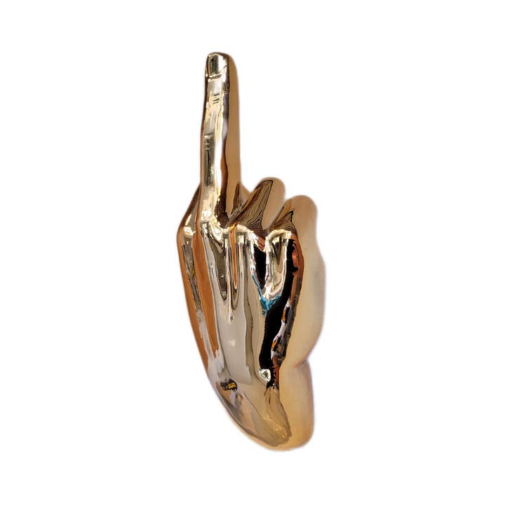 Interior Illusions Plus - Wholesale Sculpture - Dark Gold Middle Finger Wall Mount Sculpture - 8.5" long4