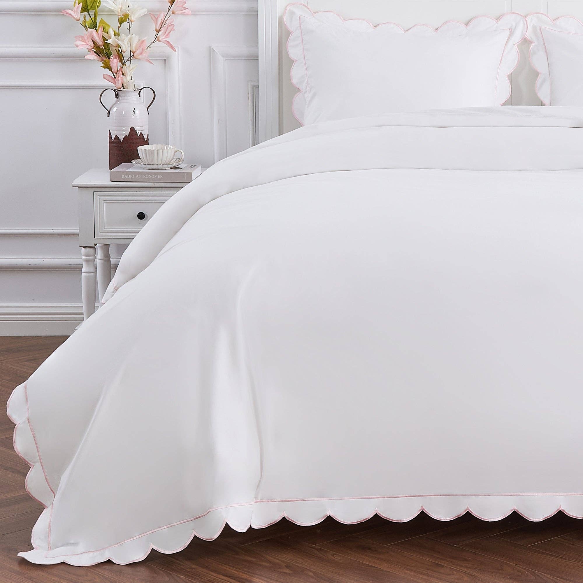 Mélange Home - Vente Housses de couette - Ensemble de housse de couette en percale de coton brodé à bord festonné17