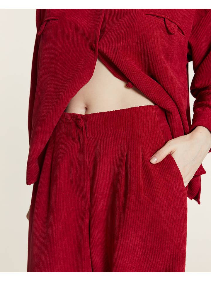 Pepaloves - Wholesale Pants - Women's - CULOTE DE PANA CON PINZAS ROJO2