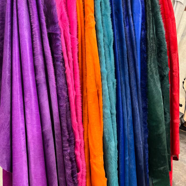 Dyed Brazilian Cowhide - 6x6’ - COLORS OF THE RAINBOW for wholesale by Western Linens