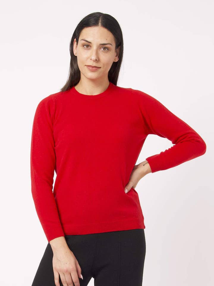 Pull en laine d'agneau - Rouge pour la vente par Achega Knitwear