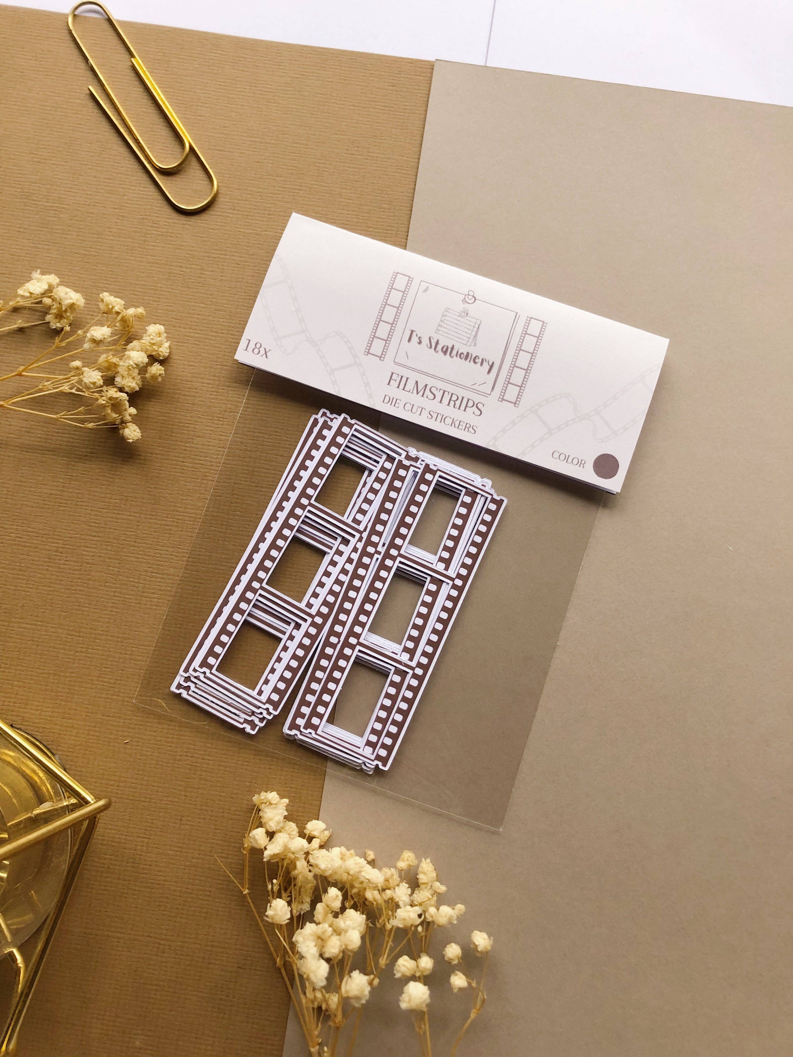 T's Stationery – wholesale Sticker – "18Pcs Chocolate Brown Film Strip Die Cut Stickers"0