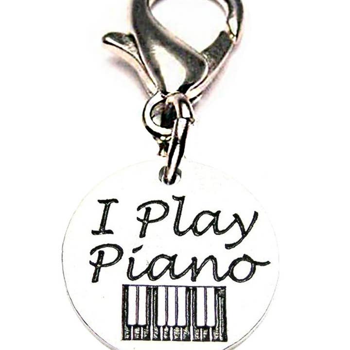I Play Piano Zipper Pull Music Pianist Musician Hobbies for wholesale by Chubby Chico Charms